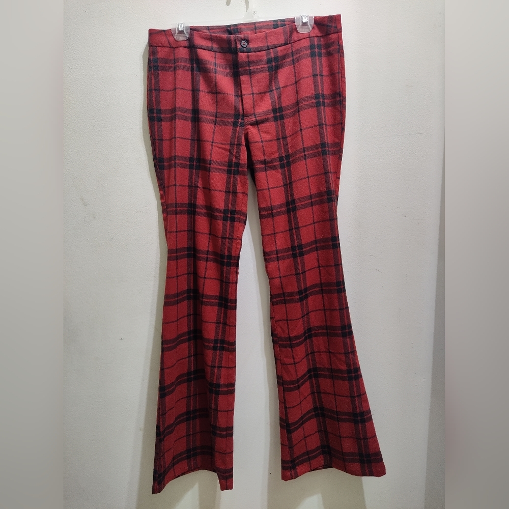 Forever 21 red/black plaid bell bottom pants